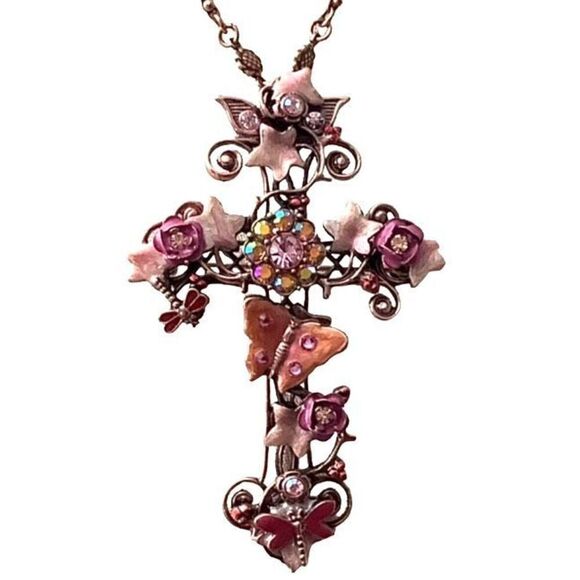 Kirks Folly Mother Earth Cross Pin/Pendant Necklace - Picture 1 of 11